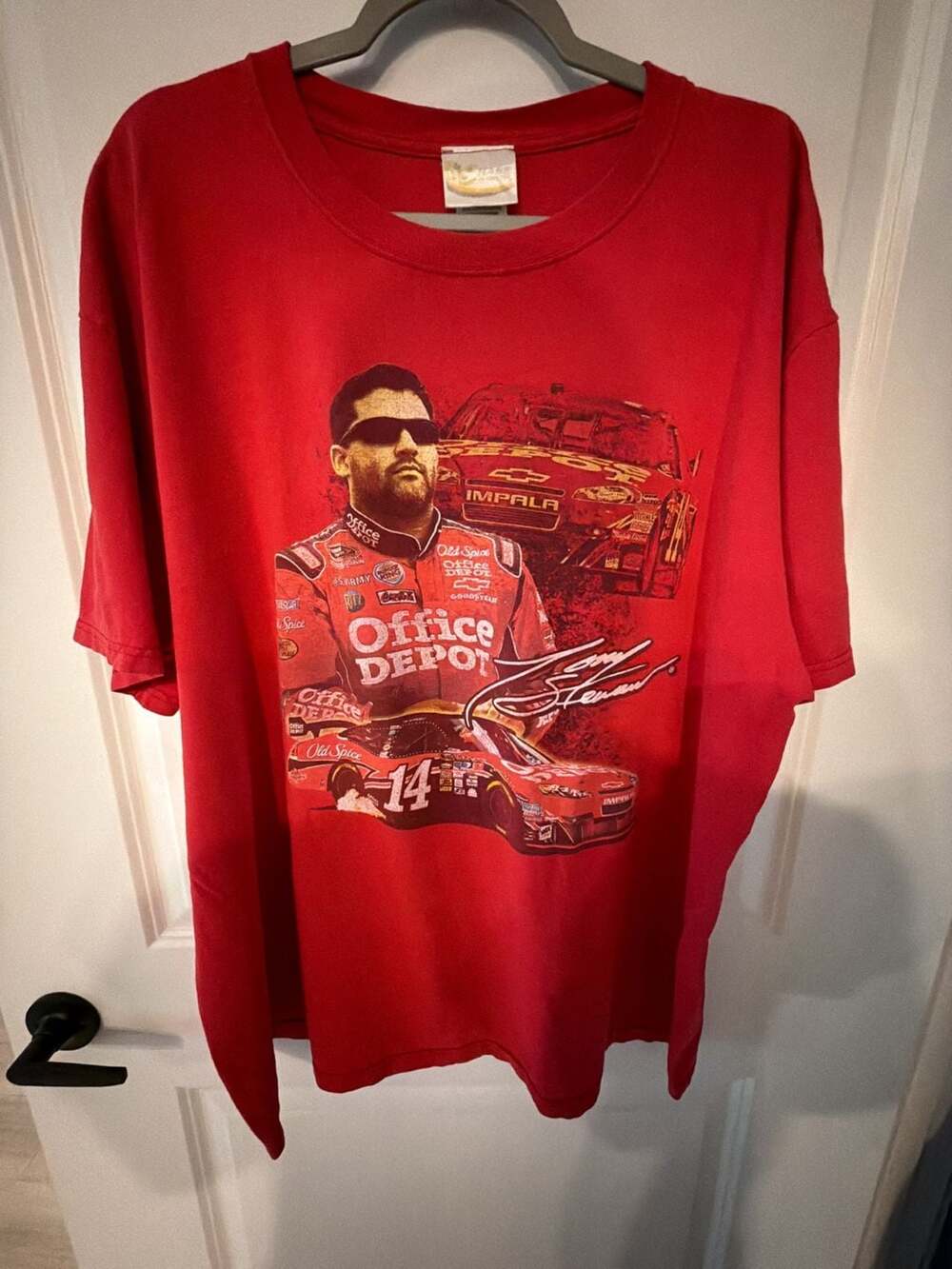 NASCAR Tony Stewart #14 Office Depot Double Sided T-Shirt Red Graphic Tee